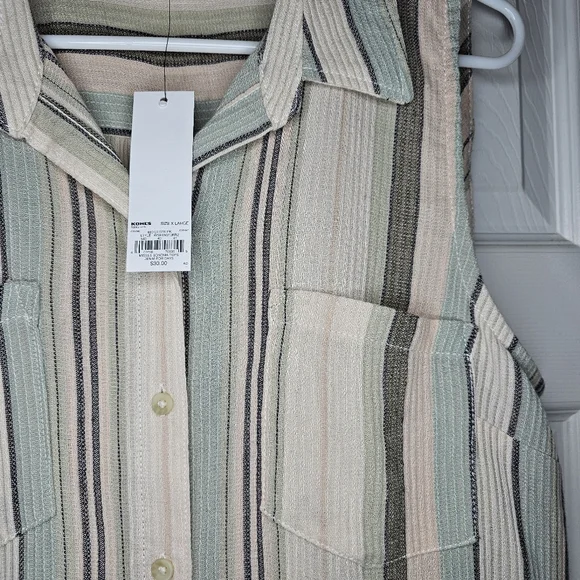 Sonoma Button Down Striped Tank Top Sz xl - Picture 3 of 11